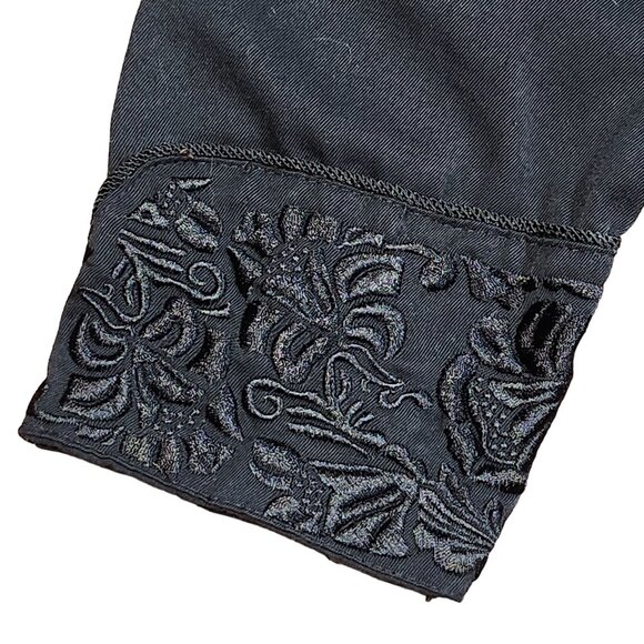 Scully Western Embroidered Flora Flowers Black Button-Up Shirt Medium - Picture 13 of 16